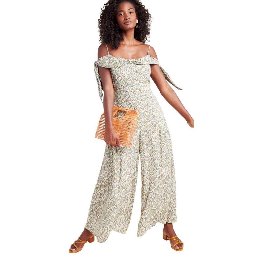 NWT Anthropologie Amelie Open Shoulder Wide Leg Jumpsuit 14